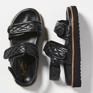 Seychelles Black Quilted Platform Sandals